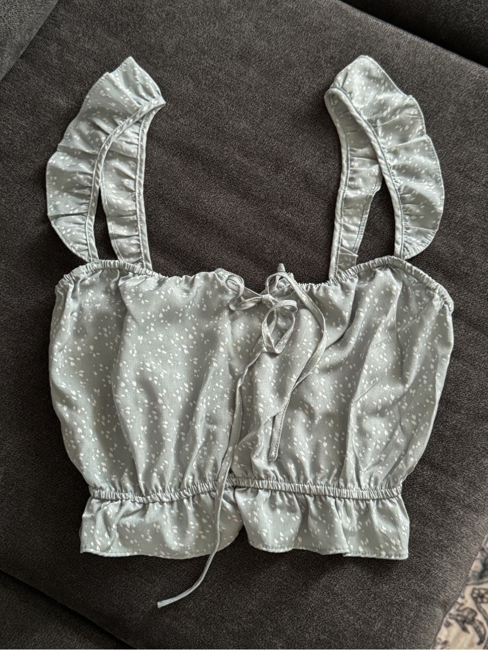 Paper Crane Sage Green Floral Crop Tank Top Size Small